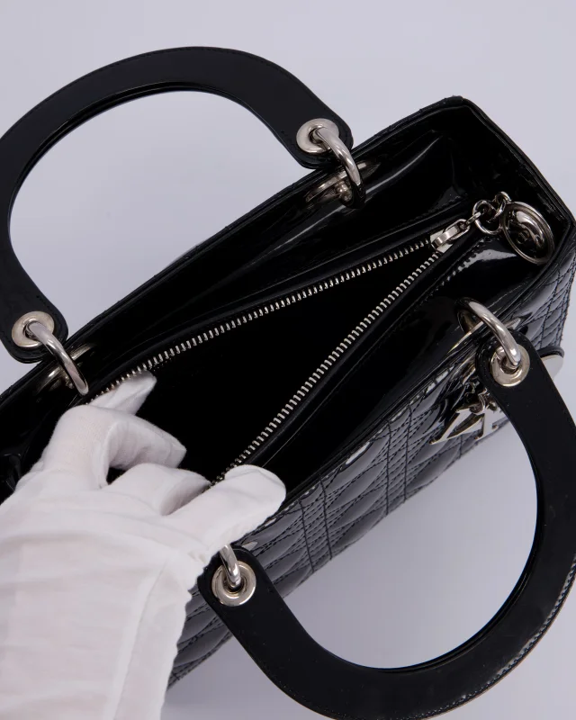 Black Patent Medium Lady Dior Bag in Black Patent leather from Sellier, photo 15 of 18