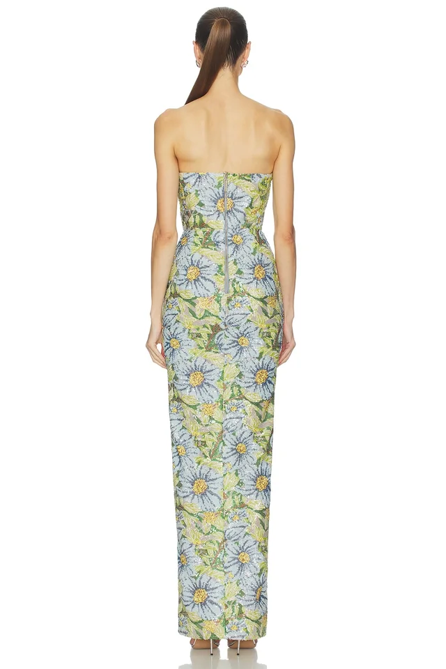Bronx Banco Valentina Pailette Veronica Maxi Dress With Slit in Yellow Multi, photo 3 of 4 from REVOLVE (Canada)