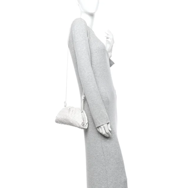 Bottega Veneta Nappa Intrecciato The Mini Pouch Chalk in Nappa leather from FASHIONPHILE, photo 2 of 10