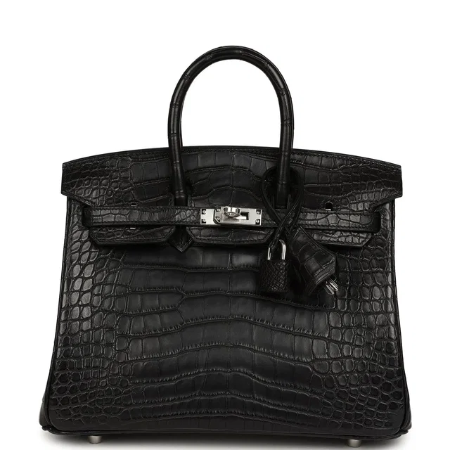 Hermès Birkin 25 Black Matte Alligator Palladium Hardware in Black Crocodile from Madison Avenue Couture