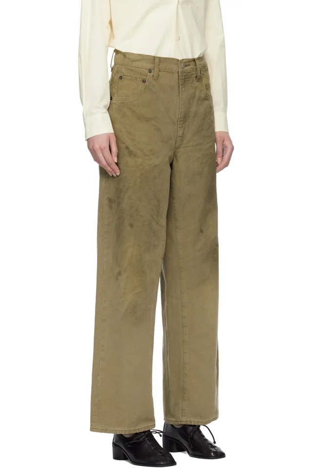 ssstein Beige Sulfur Dyed Oxford Vintage Wide Jeans, photo 2 of 4 from SSENSE