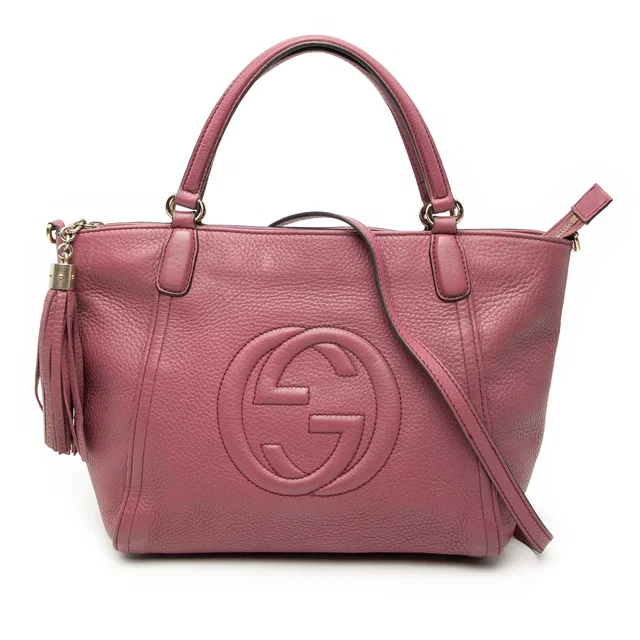 Pink Gucci Small Calfskin Soho Cellarius Satchel in Pink Calfskin from Designer Revival