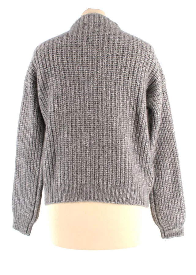 Giorgio Armani Grey Cashmere & Silk Mock-neck Jumper in Grey Silk from HEWI