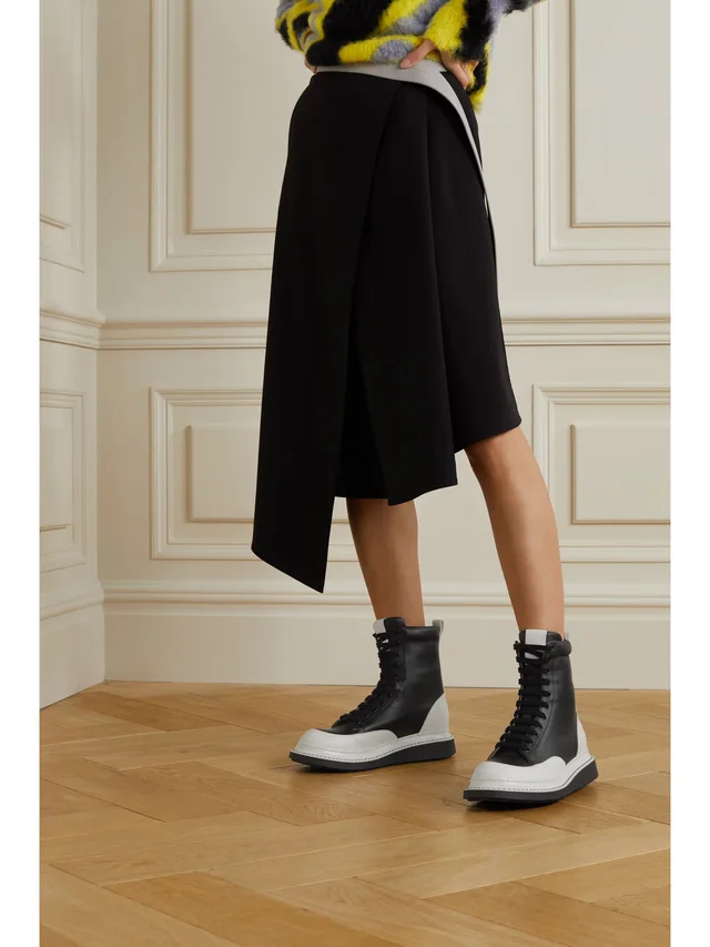 LOEWE Two-tone leather combat boots in Black, photo 2 of 2 from NET-A-PORTER (Canada)