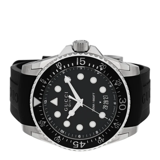Gucci Stainless Steel Rubber 45mm Dive Quartz Watch Black in Black from FASHIONPHILE, photo 2 of 4