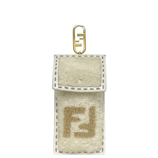Fendi Phone Pouch White Beige 219 Case Leather in White Leather from The Reluxe