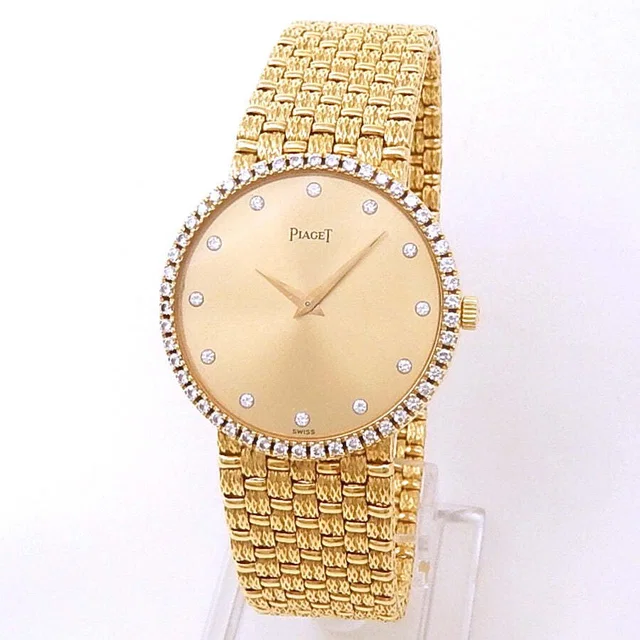 Piaget Vintage Hand Wind Diamond Champagne Dial Ladies Watch 9066 D23 in yellow|gold|white|neutral from Jomashop.com