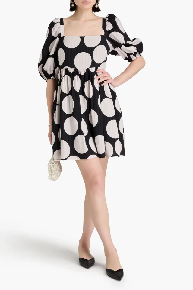 Stine Goya Ana Polka-Dot Linen-Blend Seersucker Mini Dress, photo 2 of 4 from THE OUTNET