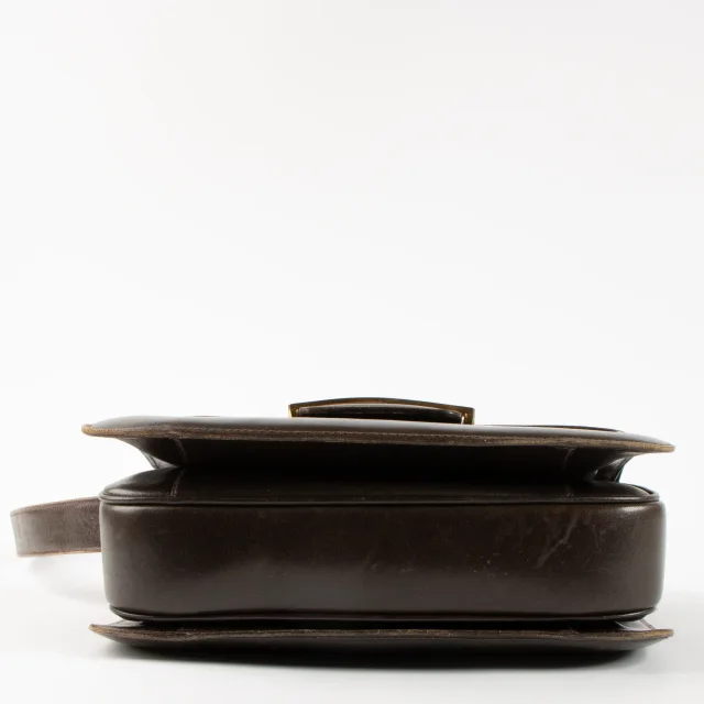 Celine Vintage Dark Brown Shiny Calfskin Carriage Shoulder Bag in Brown Calfskin from Labellov, photo 4 of 7