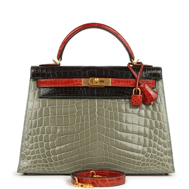 Hermès Special Order (HSS) Kelly Sellier 32 Graphite in Grey Crocodile from Madison Avenue Couture