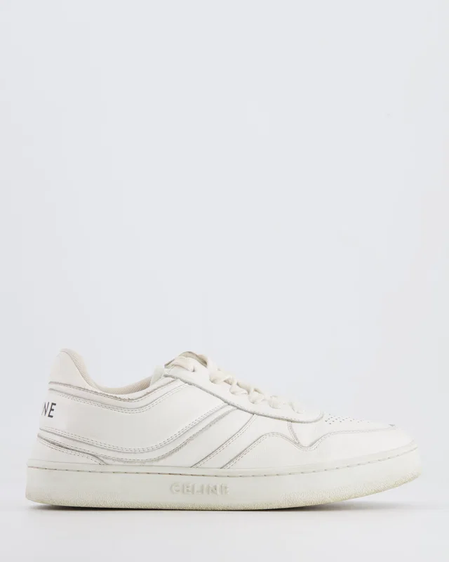 Celine White Trainers with Black Logo Detail Size EU 36 in Black Leather from Sellier