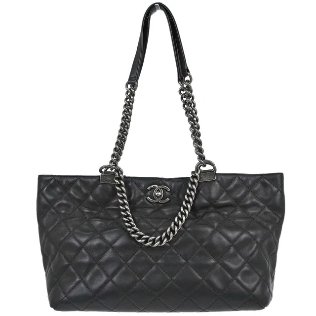 Chanel 2014-2015 Black Calfskin Shopping In Chains 2way Shoulder Tote Bag in Black Calfskin from AMORE Vintage Tokyo
