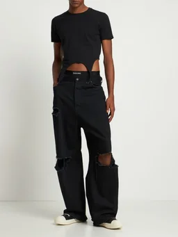 Dion Lee Cropped T-shirt with crew neckline in 100% Cotton, photo 2 of 5 from LUISAVIAROMA