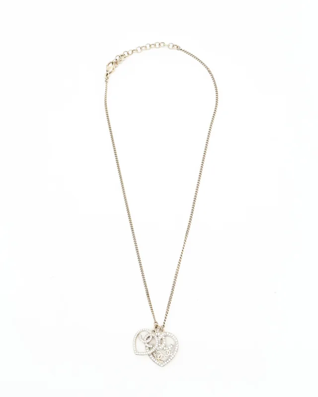 Chanel Coco Mark Heart Rhinestone Necklace in Silk from A Retro Tale, photo 2 of 4