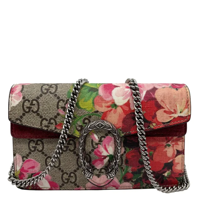 Gucci Dionysus Super Mini Blooms GG Supreme Canvas Crossbody Bag Beige 476432 in Beige Canvas from Dallas Designer Handbags