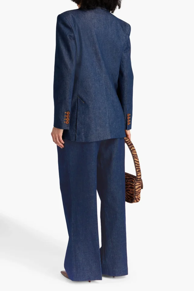 Zimmermann Double-Breasted Cotton-Blend Denim Blazer in Blue, photo 3 of 4 from THE OUTNET