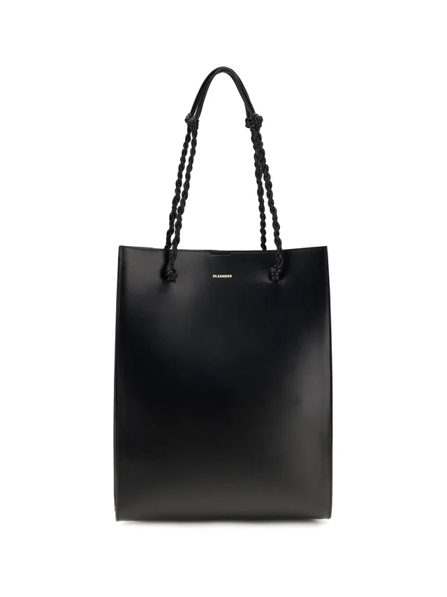 Jil Sander Tangle Shopping Ns Shoulder Bag — Black Calf Leather Bos Taurus in Black Calfskin from HEWI