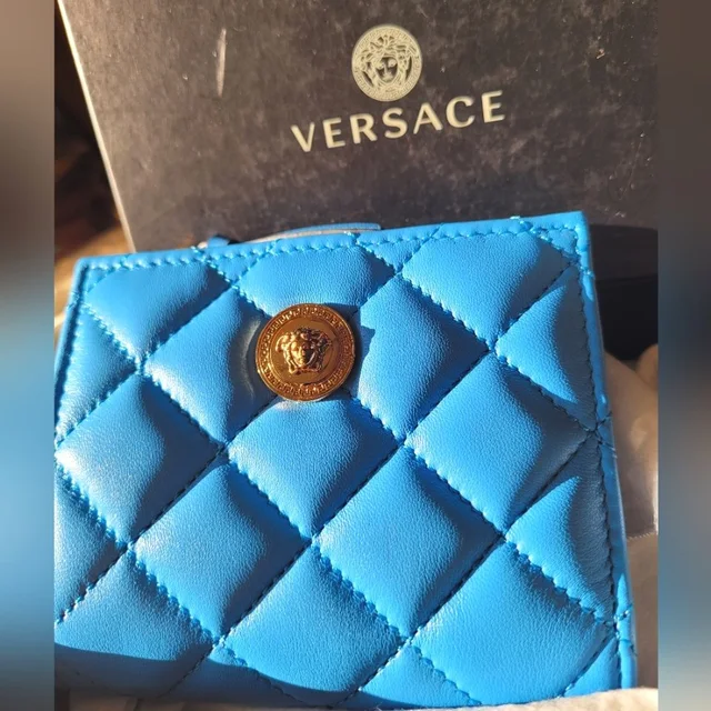 Versace Unisex Medusa Quilted Compact Zip Wallet New in gold|blue from Poshmark