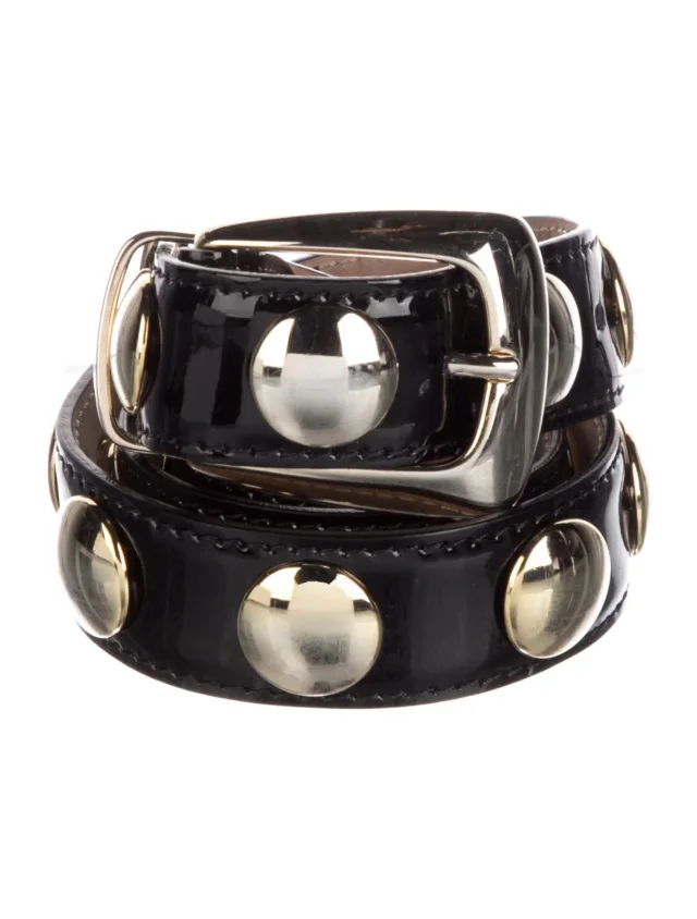 Khaite Patent Leather Studded Accents Belt in black Patent leather from The RealReal