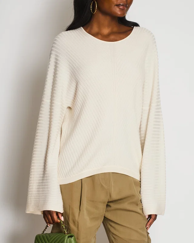 Loro Piana Cream Knit Cashmere Low Neckline Jumper Size IT 48 (UK 16) in White Cashmere from Sellier