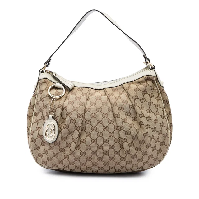 Beige Gucci GG Canvas Sukey Shoulder Bag in Beige Canvas from Designer Revival
