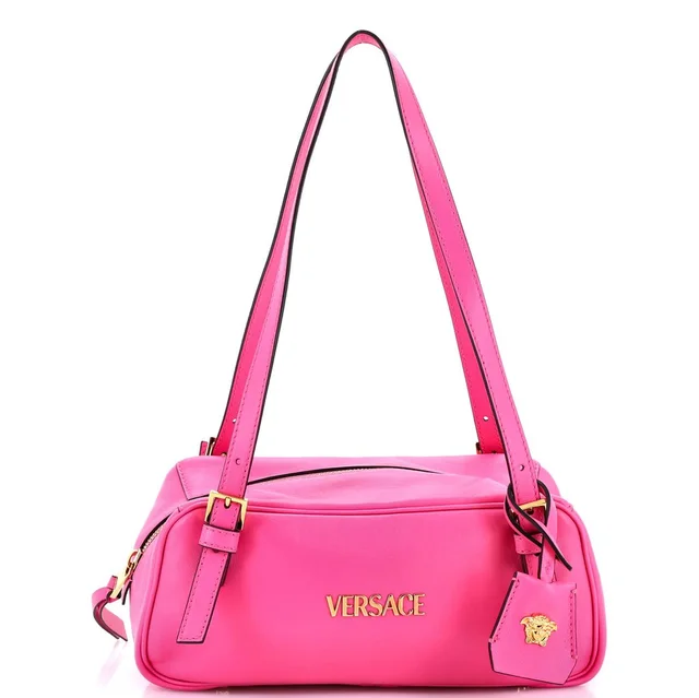 Versace Tag Bowling Bag Leather in pink Leather from Rebag
