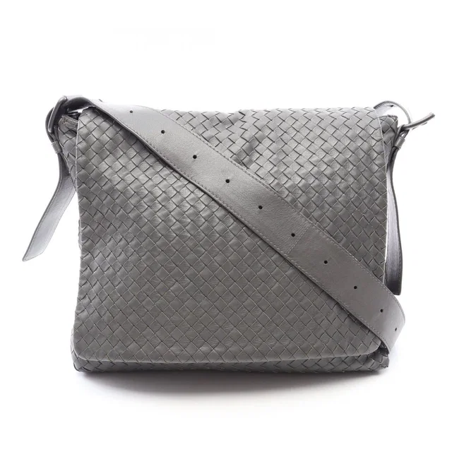 Bottega Veneta Shoulder Bag Intrecciato Gray Leather in Grey Woven leather from The Reluxe