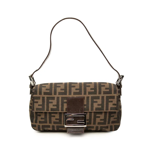Brown Fendi Zucca Canvas Baguette Shoulder Bag in Brown Canvas from Designer Revival
