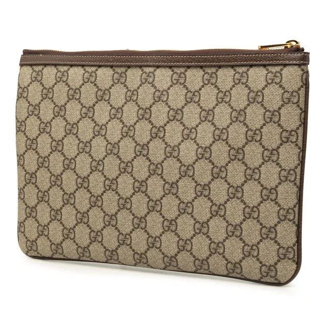 Beige Gucci GG Supreme Web Ophidia Clutch in Beige Coated canvas from Designer Revival, photo 2 of 2