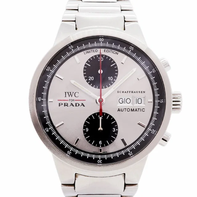 Prada IWC Schaffhausen GST Chronograph Silver Dial Watch in Silver from The Reluxe