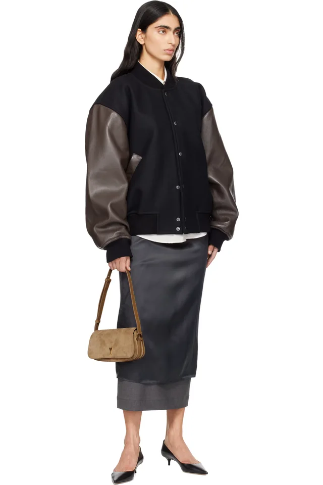 AMI Paris Beige Calfskin Leather Paris Paris Shoulder Bag, photo 4 of 4 from SSENSE