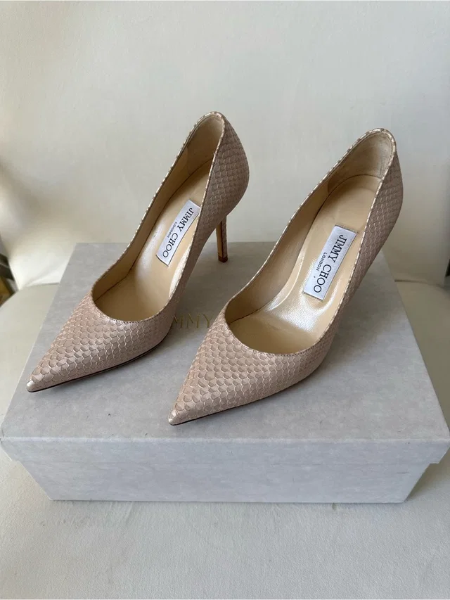 Jimmy Choo Beige/Nude Snakeskin Pointed-Toe Pumps in neutral|brown|pink Leather from Poshmark
