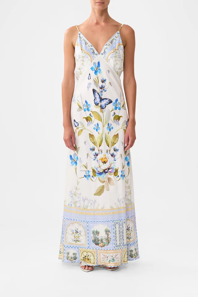 Camilla eBoutique V-NECK LONG BIAS SLIP DRESS WITH TRAIN BOTANICAL BALLADS from CAMILLA, photo 1 of 1