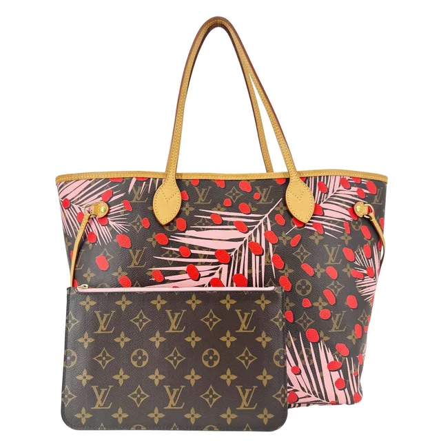 Louis Vuitton Neverfull MM Jungle Dots Palm Monogram Canvas Tote Bag Brown in Brown Coated canvas from Dallas Designer Handbags