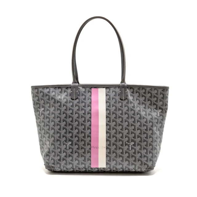 Goyard Artois PM Bag Goyardine Canvas/Calfskin Grey/Pink/White in White Calfskin from EMIER