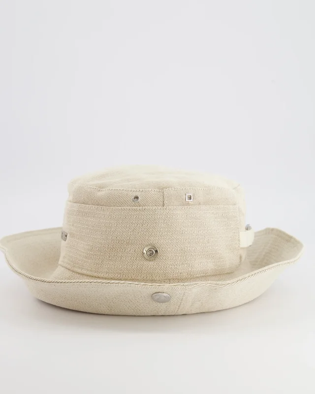 Jacquemus Le Bob De-Nîmes Bucket Hat with Adjustable Drawstring in Beige from Sellier, photo 12 of 12