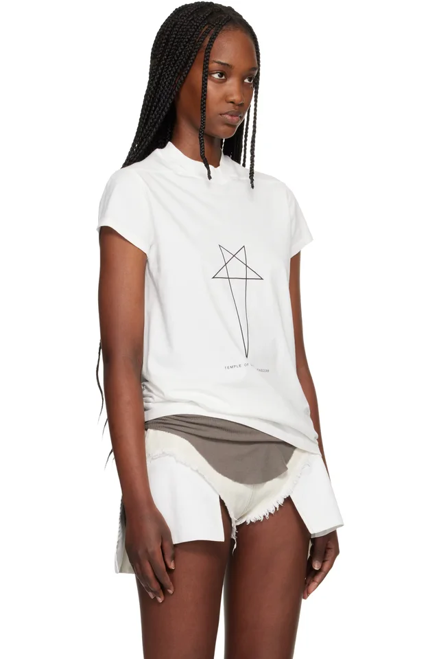 Rick Owens DRKSHDW White Temple Small Level T-shirt, photo 2 of 4 from SSENSE