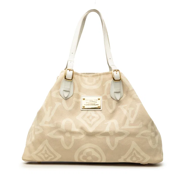 Beige Louis Vuitton Monogram Tahitienne Cabas GM Tote Bag in Beige Canvas from Designer Revival