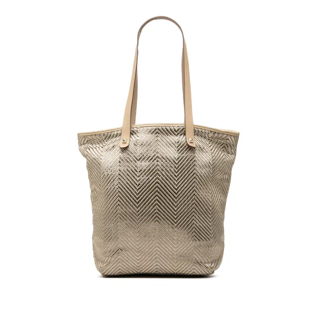 Beige Hermès Polyester and Leather Chennai MM Tote Bag in Beige Leather from Designer Revival