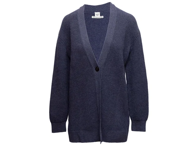 Navy Hermes Cashmere V-Neck Longline Cardigan Size FR 34 in Navy Cashmere from Designer Revival