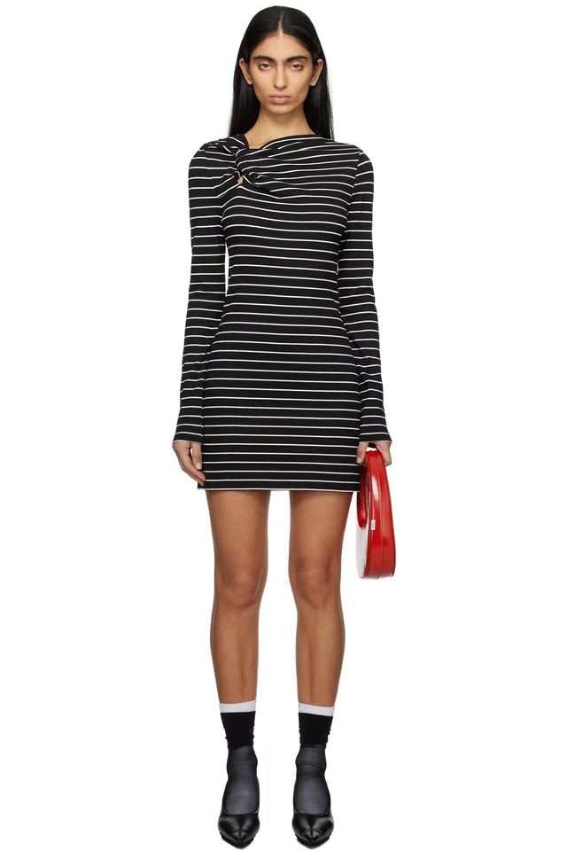 MSGM Black & White Striped Minidress, image 1 of 1 from SSENSE