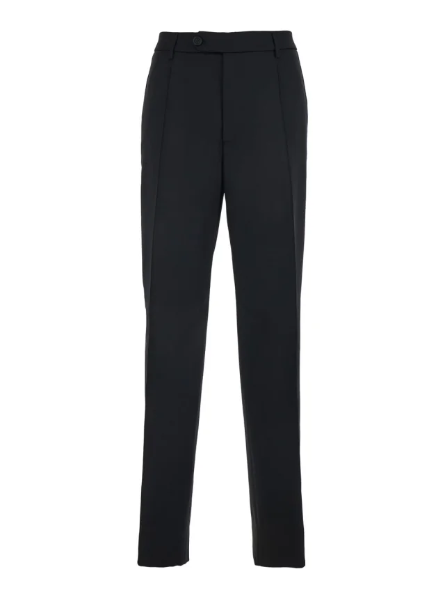 Golden goose Black Wool and Satin Trousers with Button Closure and Star Logo Detail on the Back for Men in Black 100% Virgin Wool from Gaudenzi Boutique, photo 1 of 1
