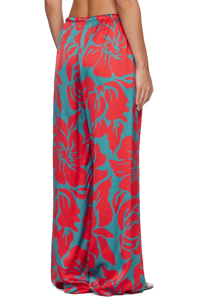 Dries Van Noten Red & Blue Elasticated Trousers, photo 3 of 4 from SSENSE