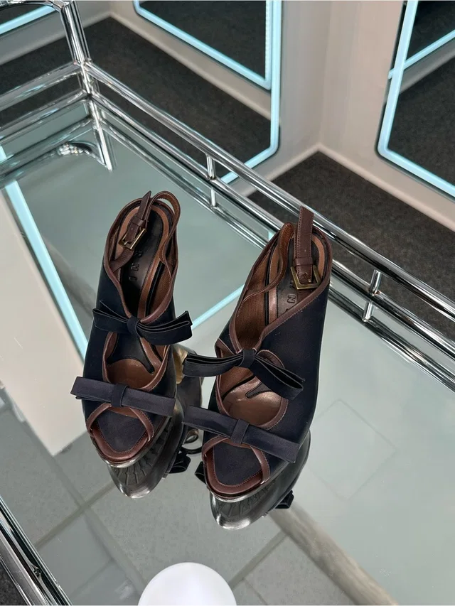 Marni Slingback Peep Toe Heels in black|brown|red Satin from Poshmark