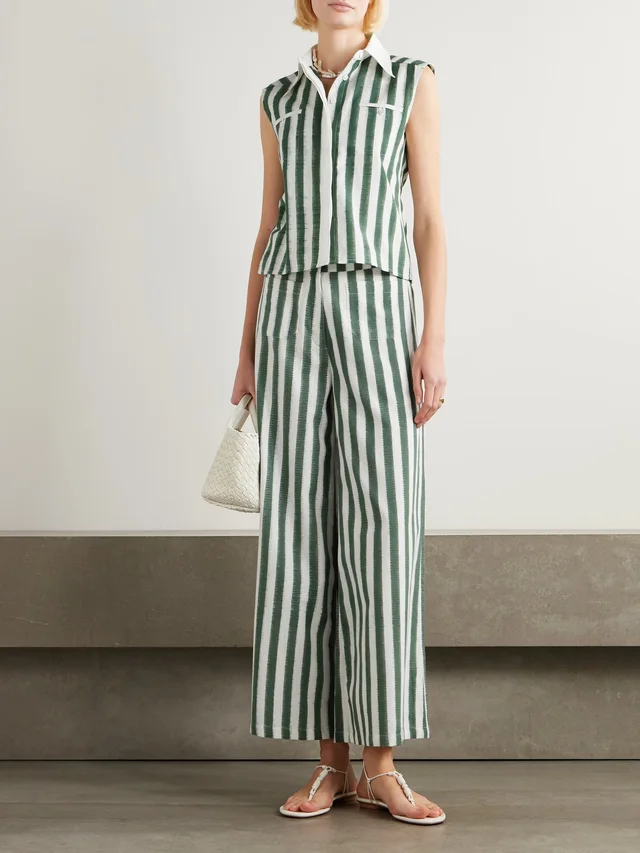 EMPORIO SIRENUSE Ylena Ikat striped cotton shirt in Green, photo 2 of 2 from NET-A-PORTER (Canada)