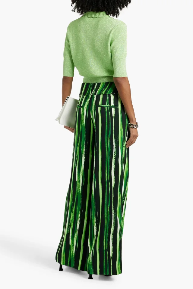 Proenza Schouler Printed Crepe Wide-Leg Pants in Green, photo 3 of 4 from THE OUTNET