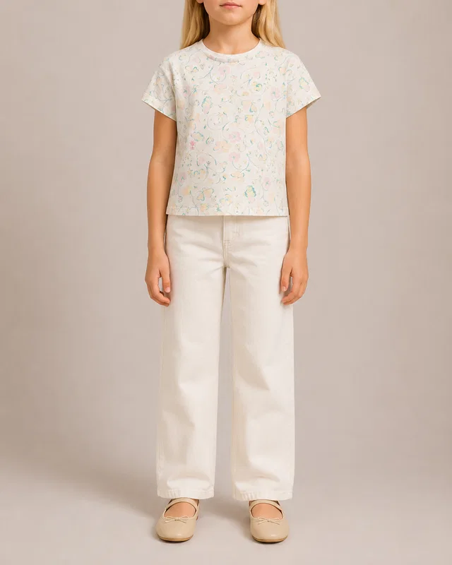 Dior Kids White and Multicolour Floral Printed T-Shirt Size 10 years in White from Sellier