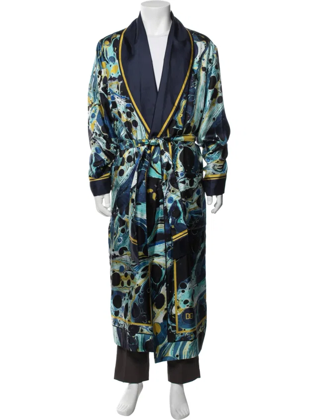 Dolce & Gabbana Silk Printed Robe in blue Silk from The RealReal