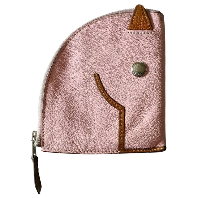 Hermès Leather Cheval Paddock Horse Motif Compact Wallet Coin Purse Pink in Pink Leather from The Reluxe