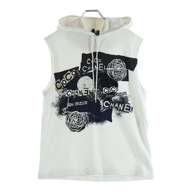 Chanel Coco Front Sequin Logo Print Decoration Sleeveless Sweatshirt Hoodie from The Reluxe